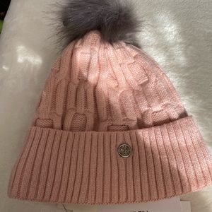Calvin Klein Pink Cable Knit Hat w Pom-Pom, NWT